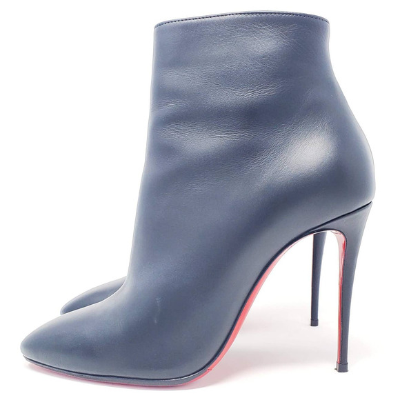 Christian Louboutin Boots Eloise 100 Heeled Ankle Booties Black Leather EU 37.5 - Picture 3 of 8